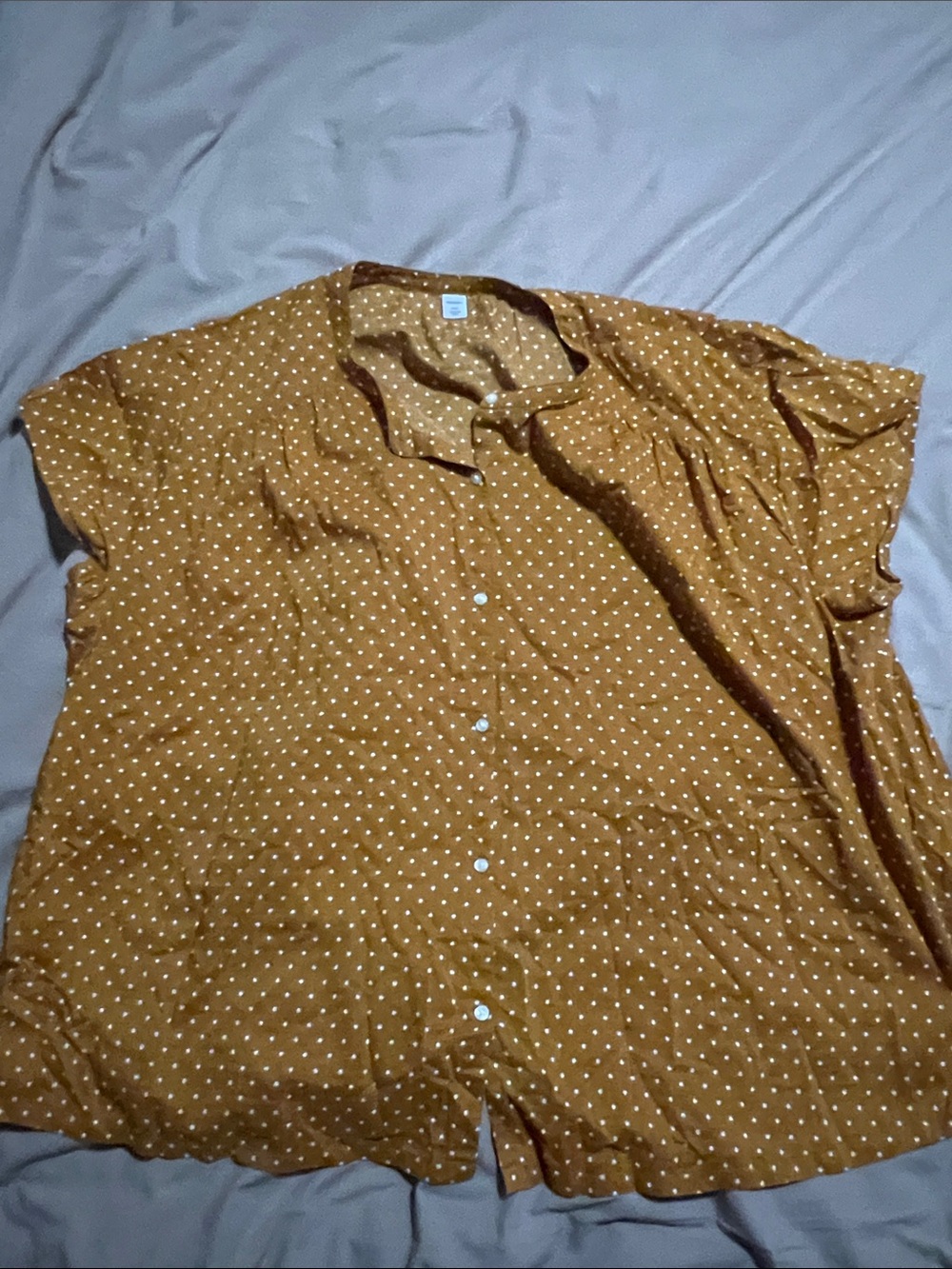 Old Navy Mustard Polka Dot Button-Front Blouse